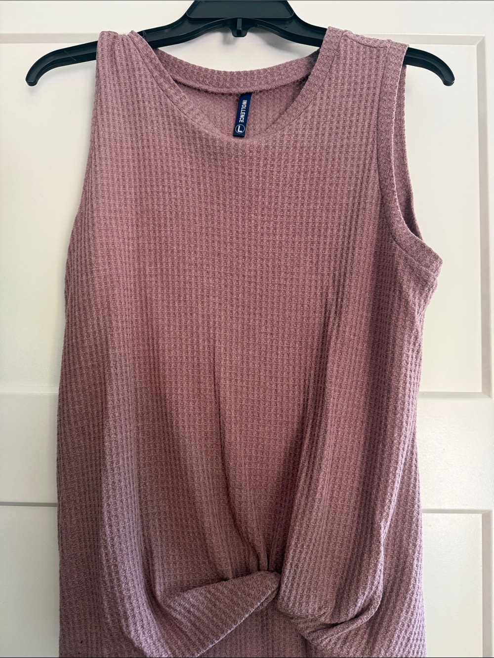 mauve waffle-knit sleeveless tank